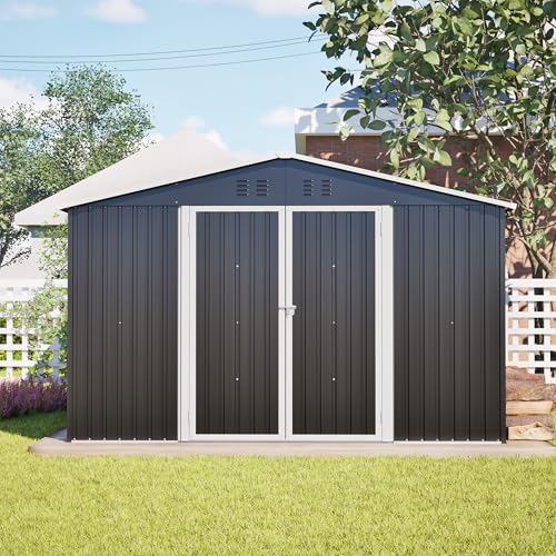 Robuster Metall-Geräteschuppen XXXL 300×252×191 cm – Gartenhaus mit Satteldach, Wetterfestem Stahl & Belüftung, Sicherer Stauraum für...