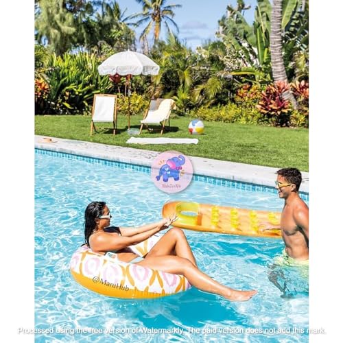 Image of Timeless Print 45IN Inflatable Swimming Rings| Round Floater with Handle for Safety |Swim Tube for Kids 9+ & Adult| Pool Floating Lounge for Pool Party, Lake, Beach | Swimmer Training Aid