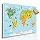 Lineo® Bunte Weltkarte für Kinder XL Kinderweltkarte Poster; Lern- und Spaßkarte für junge Entdecker mit Tieren & Kontinenten Kunstdruck 60 x 42 cm