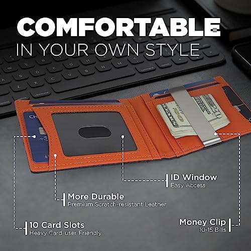 Define Essentials Carbon Fiber Minimalist Slim Bifold Wallet for Men - RFID Blocking, Money Clip, Genuine Leather - Stylish, Secure, and Functional3