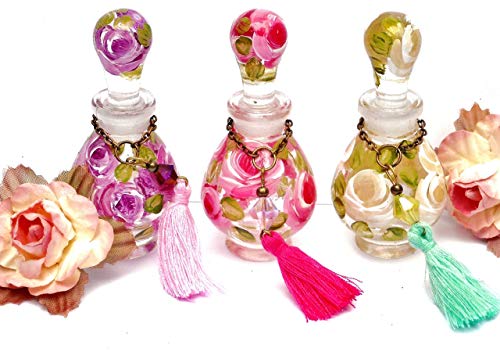 Hand-Painted Miniature Glass Perfume Bottles with Stopper Cap - Charming Floral Decor for Vanity - Elegant Gift Set Options - Image 2