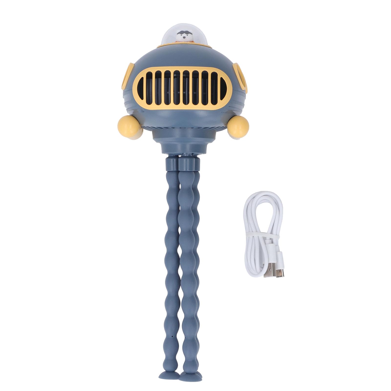Ventilatore con Clip per Passeggino, Ventilatore per Treppiede Portatile Ricaricabile Tramite USB Senza Lama con Testa Oscillante Automatica, per Passeggino (Blu)
