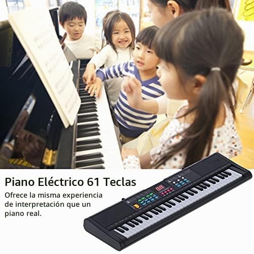 61 Teclas Teclado Piano Teclado Electrónico Portátil Instrumento Musical para Principiantes Niños Negro 50 * 14.7 * 4cm