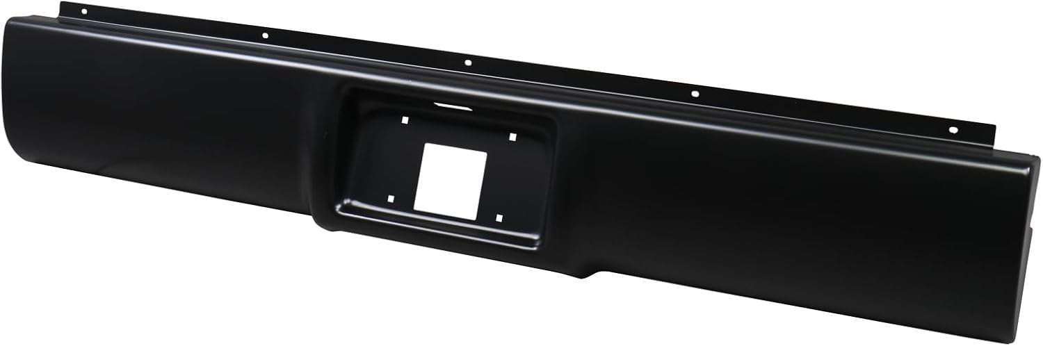 MOTORHOT Black Rear Bumper Roll Pan Compatible with 1988-1998 Chevy GMC C1500 C2500 C3500 K1500 K2500 K3500 w/License LED Light