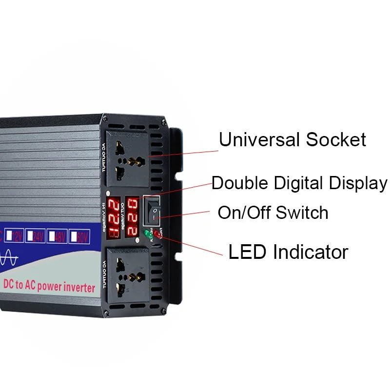 Solarwechselrichter, 3000/4000/5000W Wechselrichter DC 12V 24V 48V zu AC Konverter Transformator Solar Doppel Digitalanzeige Wechselrichter(3000W,72V_50HZ)