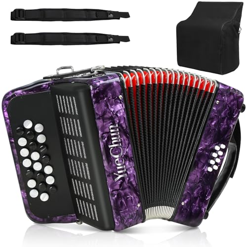Accordion 22 Keys 8 Bass, Suitable for beginners,Easy Learning(Purple)