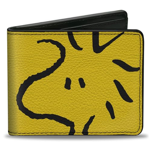 Peanuts Worldwide LLC Wallet, Bifold, Peanuts Woodstock Face Yellow Black, Vegan Leather