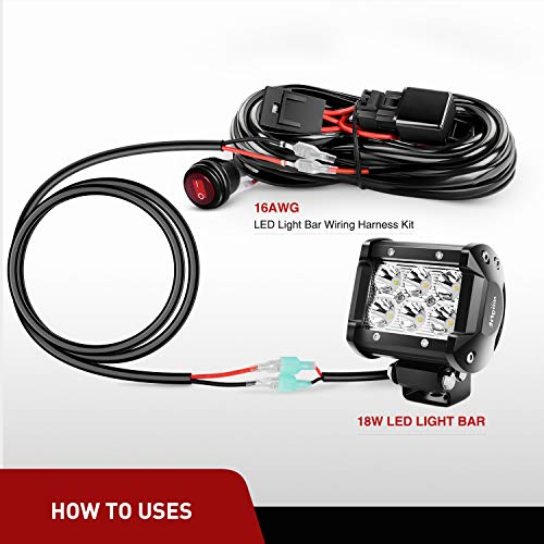 Image of Nilight Wire Extension, 3 Feet, Play and Plug 16 Gauge - Wiring Harness Extension for Off Road LED Work Light Bar