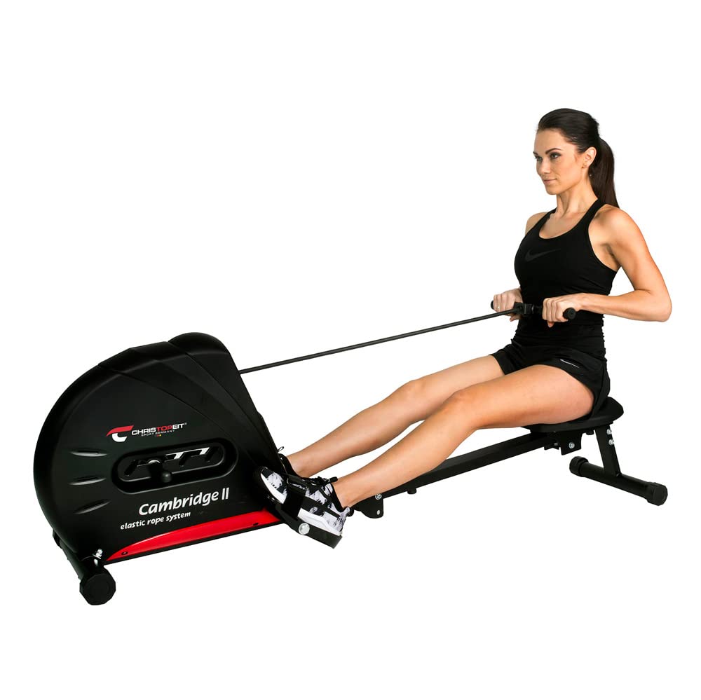 Christopeit Rudergerät Cambridge II/RW1000 Black Edition – Gepolsterter Komfortsitz, Klappbar, platzsparend, bis 120 kg
