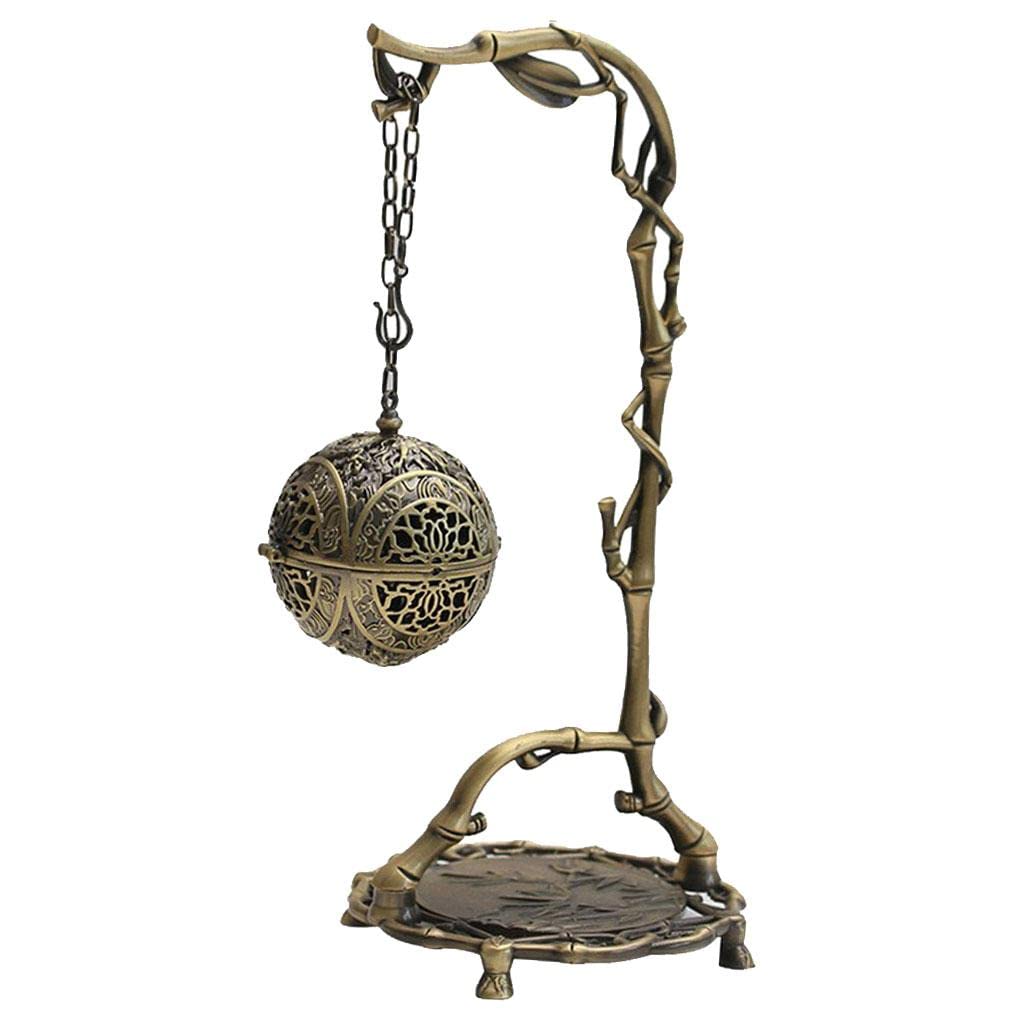 Aromatherapie Weihrauchbrenner Räucherstövchen mit Ständer für Weihrauch oder Räucherkegel - Bronze