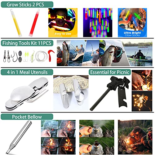 Survival Tool Kit,Camping Hiking Tactical Outdoor Survival Gear Emergency for Men Women Car Truck,Gift for Men Boyfriend,Tactical Survival Hunting Fishing Gift, Professional First Aid Kit 271PCS in 1