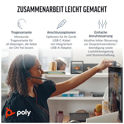 Poly Blackwire 3210 micro-casque réduction de bruit USB - 3