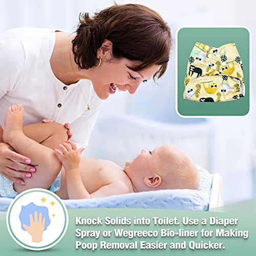 image for wegreeco Cloth Diapers 6 Pack with 6 Inserts & 1 Wet Bag, Washable Clo