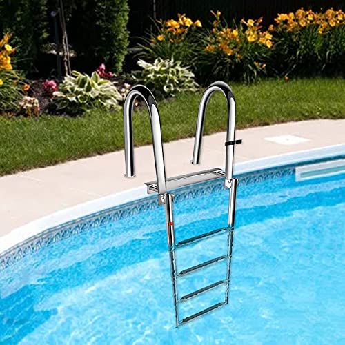 Escalera para piscina plegable acero inoxidable 4 peldaños miniatura 1