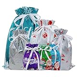 Bolsas de cordón de navidad 21 piezas grandes grandes bolsas de envoltura pequeñas en 7 estilos de dulces trata de navegas navideñas..