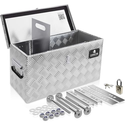 CargoVA - Wasserfeste Deichselbox - Mit Befestigung & Vorhängeschloss - Abschließbare Anhängerbox [60x25x30CM] - Transportbox