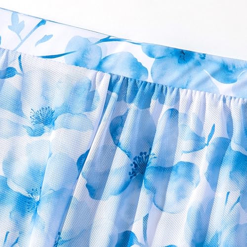 Image of Vogseek Teens Blue Flower Bathing Suits for Girls Size 14 16 3pcs Beach Bikini Swimsuits Teen Girl Fun 3D Printed Lightweight Cover-ups Swim Suit Tankinis 15 16 Year Junior Matching Swimming Swimwear