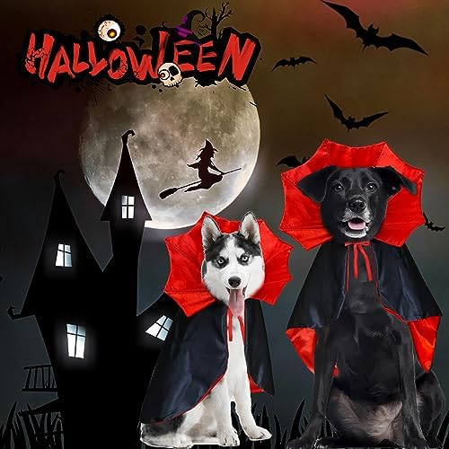 GOYOSWA Dog Halloween Costumes, Dog Vampire Cloak Costume Devil Vampire Cloak Cape Halloween Costumes for Small Medium Large Dogs Pets (X-Large)
