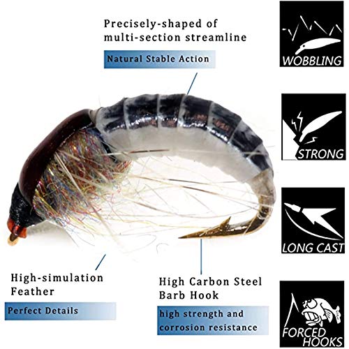 Jamyor 584QSAGAD Fly Fishing Flies-6Pcs Handmade Fly Fishing Lures-Wet Flies,Nymph,Scud thumb #3