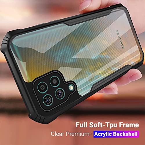 Image of LIRAMARK Transparent Clear Shock Proof Back Cover Case Designed for Samsung F62 / M62 (Black)