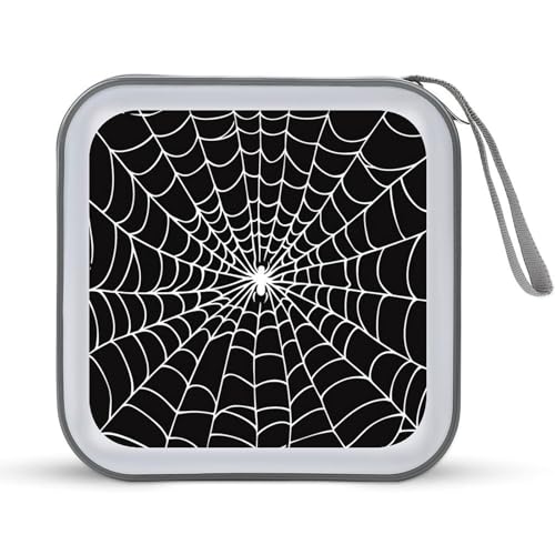 Black And White Spider Web CD Case DVD Storage Case Portable CD Case Holder Storage CD Wallet Holder Organizer