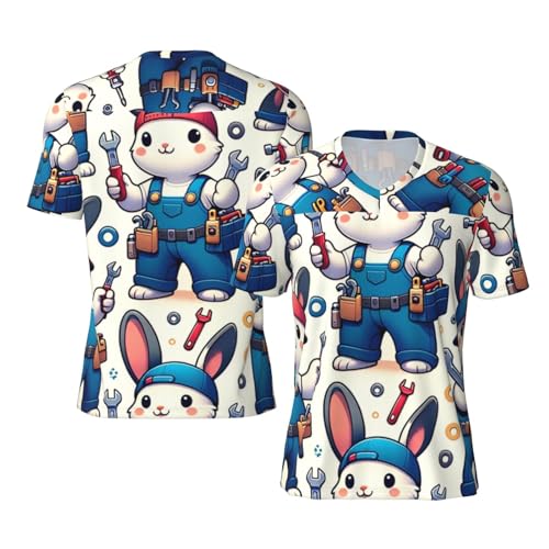 Stylish Athletic Sports Jersey Mechanics-Rabbits-Easter Men's Rugby Jersey Medium Black