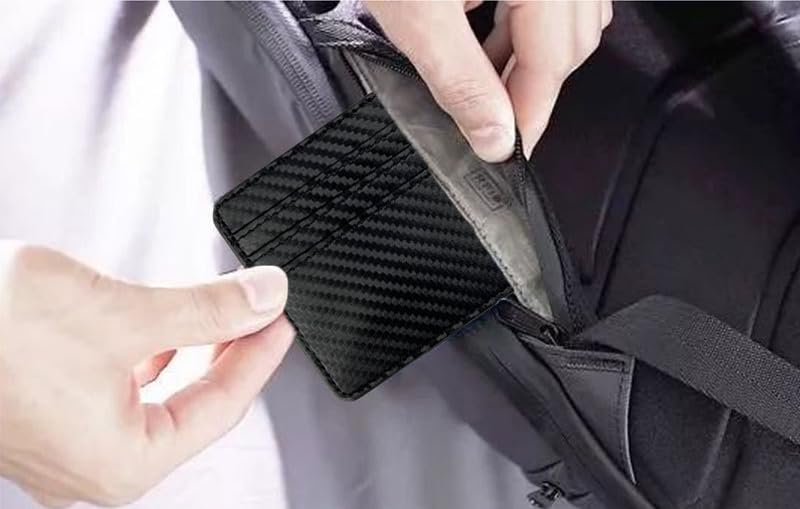 Fancial Ultra thin leather pocket wallet | with magic wallet and card clip | black4