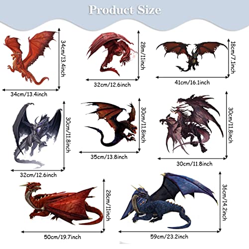 Vinilos decorativos 3D dragones antiguos 8 piezas miniatura 3