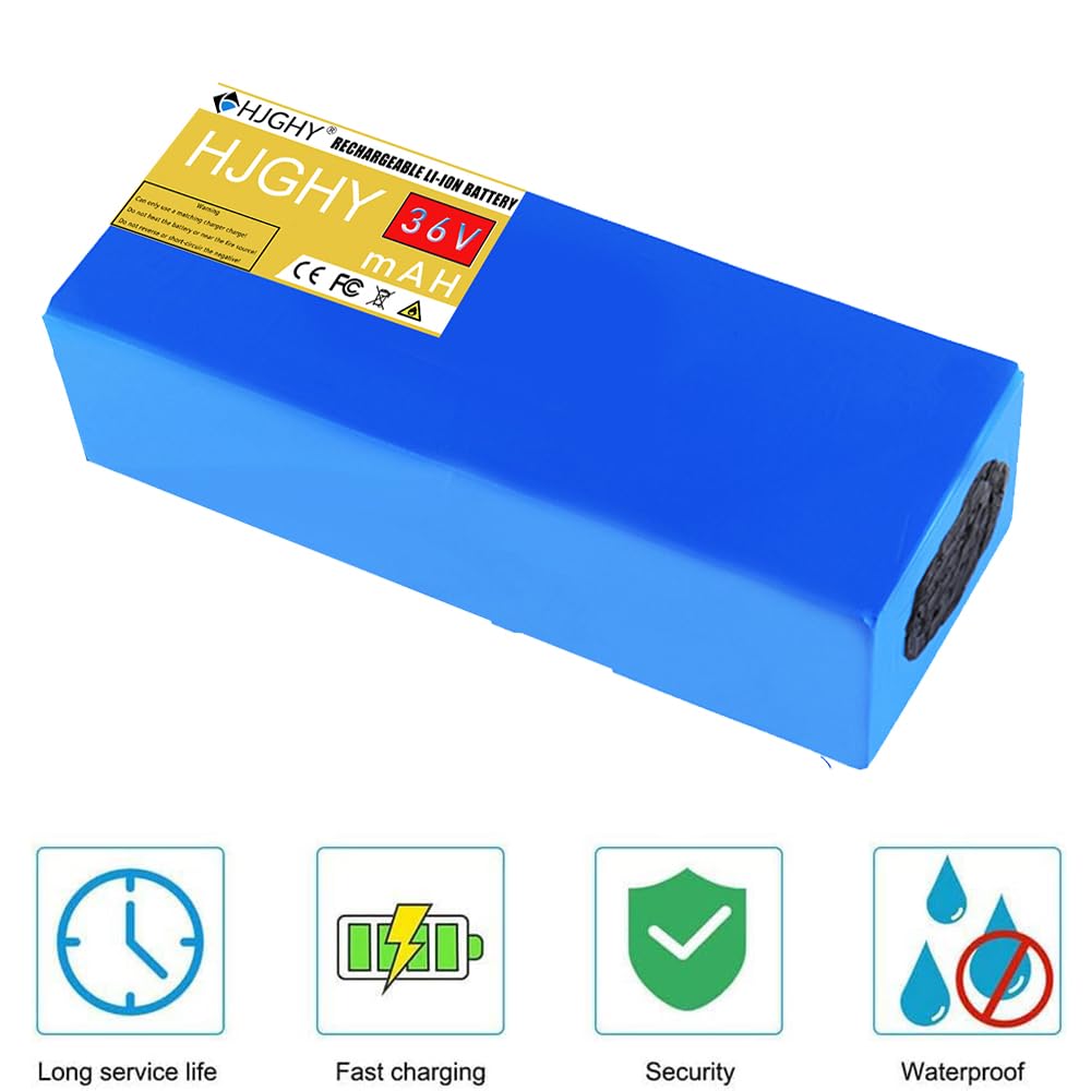 Paquete de baterías de Litio de 36 V y 15 Ah, 20 Ah, 25 Ah o 30 Ah con Cargador de 42 V y 2 A para Motor de Bicicleta o Patinete eléctrico de 1000 W.