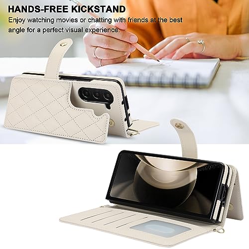 Étui de protection Galaxy Z Fold 7 blanc haut de gamme avec béquille robuste