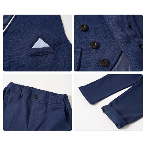 Image of Volunboy Toddler Suit Boys Formal Wedding Guest Dress Outfit | graduation dress clothes, gentleman ring bearer bowtie outfit, back-to-school pants set, birthday photoshoot dressy outfit