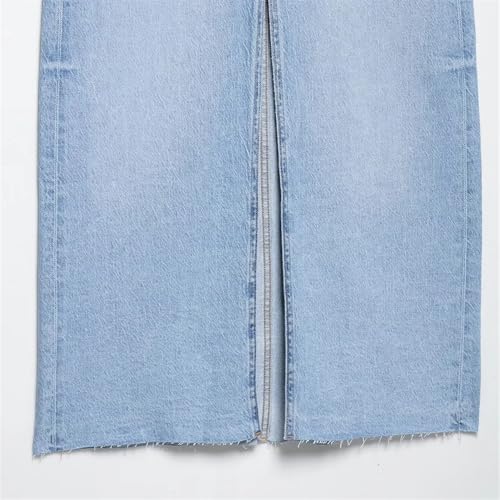 Women's Light Denim Sleeveless Button Front Vest and High Waisted Split Hem Maxi Skirt Set4