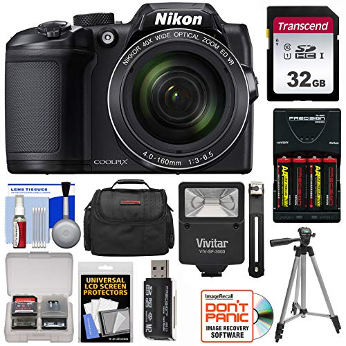 Nikon Coolpix B500 Wi-Fi Digital Camera (Black) with 32GB Card + Batteries
