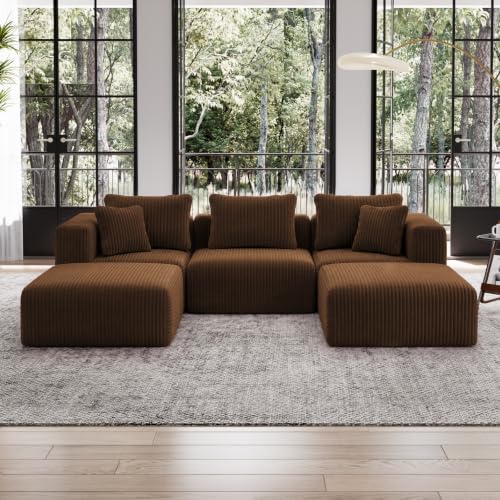 Image of Avenco 106-inch U-Shaped Modular Sectional Sofa Couch with 2 Ottomans