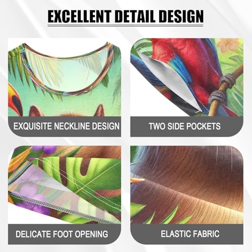 Capybara Tropical Birds Flowers Pajama Set Short Sleeve Summer Pajamas Shorts Sets PJ Clothes Set Soft 5Y4