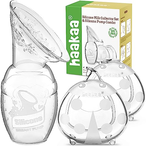 Image of haakaa Manual Breast Pump for Breastfeeding 4oz/100ml and Ladybug Milk Collector 2.5oz/75ml Combo, Food-Grade Silicone