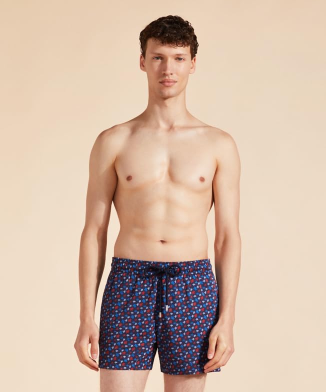 Men Stretch Swim Trunks Micro Round Turtles Rainbow3