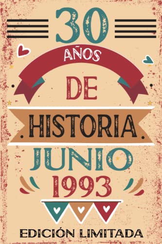 30 Años De Historia Junio 1993: Libro de visitas, cuaderno, 110 páginas de felicitaciones, idea de regalo, regalo Para la esposa, novia, mujer, La madre