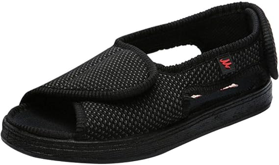 Extra Wide Slipper Diabetic Shoes,Foot shoes for valgus valgus, externally worn shoes with fat feet and swollen feet-UK7_black,Adjustable Post-op Shoes Footwear