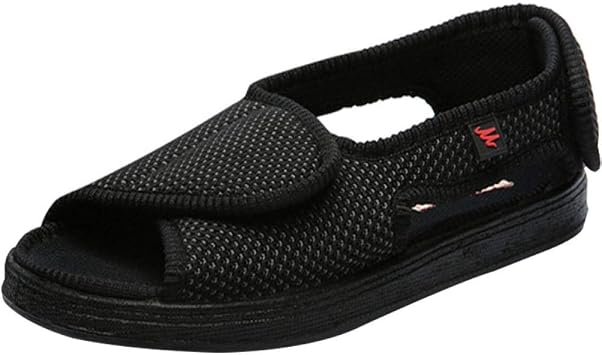 Extra Wide Slipper Diabetic Shoes,Foot shoes for valgus valgus, externally worn shoes with fat feet and swollen feet-UK7_black,Adjustable Post-op Shoes Footwear