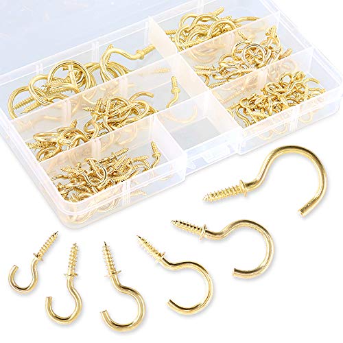 Buy 1 get 1 120Pcs 6 Sizes Metal Screw-in Ceiling Hooks Cup Hooks Kit, Gold Ceiling Cup Hooks Self-Tapping Screws Hooks for Home / Workplace / Office (Q-Screw) Best Deal Product 120Pcs 6 Sizes Metal Screw-in Ceiling Hooks Cup Hooks Kit, Gold Ceiling Cup Hooks Self-Tapping Screws Hooks for Home / Workplace / Office (Q-Screw)