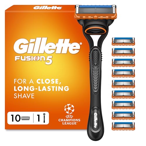 Gillette Fusion5 Razor for Men with Precision Trimmer 1 Handle Plus 10 Blade Refills 5-Blade System for Close Long-Lasting Shave Lubrastrip for Smooth Glide
