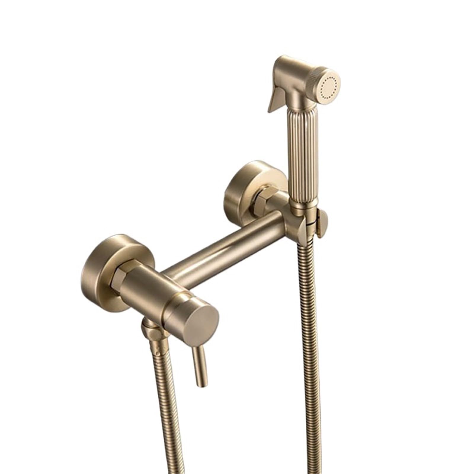 ZYCHSJXA Brushed Gold Bidet Sprayer Set Wall Mounted Faucet Hot and Cold Water Mixer Bathroom Shower Handheld(Brushed Gold)
