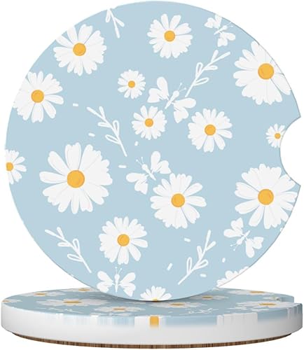 Vista 17 de Posavasos de automóvil a cuadros rosados para portavasos de automóvil, paquete de 2 posavasos de automóvil para automóvil, posavasos absorbentes