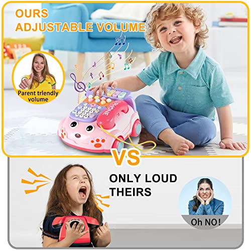 Baby Phone Toy,Baby Toy Phone Cartoon Baby Piano Music Light Toy Children Pretend Phone, Kids Cell Phone Girl with Light Parent-Child Interactive Toy Gift Game Boy Girl Early Education Gift Pink 18M+ by Kimery - Image 6