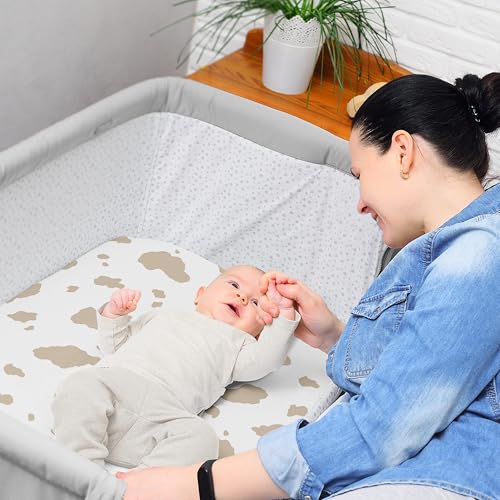 Image of Sweet Jojo Designs 2-Piece Baby Bassinet Sheets Set (Western Cowboy) for Boys, Infant Newborn Nursery, Oval, Rectangle & Hourglass Mattress (Cow Print & Wild West Southern Charm, Country, South Horse)