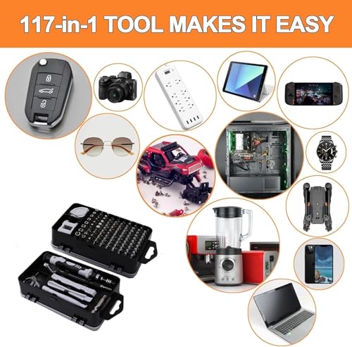 Image of 115-in-1 Precision Screwdriver Set | Professional Magnetic Wrench Bits Repair Tool Kit with Portable Case for Electronics, Mobile, Laptop, PC, Watch, Game Console & DIY Household Repairs