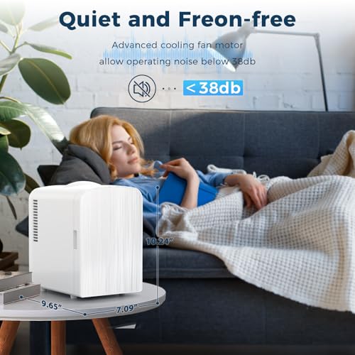 Image of Antarctic Star Compact Refrigerator,Small Cooler for Cosmetics, Beverage and Food,Portable Mini Fridge,Skin Care 4L Capacity /6 Cans, Cooler and Warmer for Bedroom, Car, Office & Dorm,White