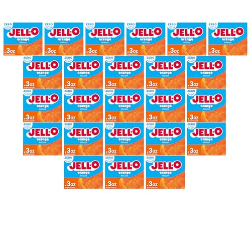 Jell-O Zero Sugar Gelatin Dessert Mix, Orange Flavor, Low Calorie Fruit Gelatin for Desserts &amp; Snacks, 0.3 oz (Pack of 24)