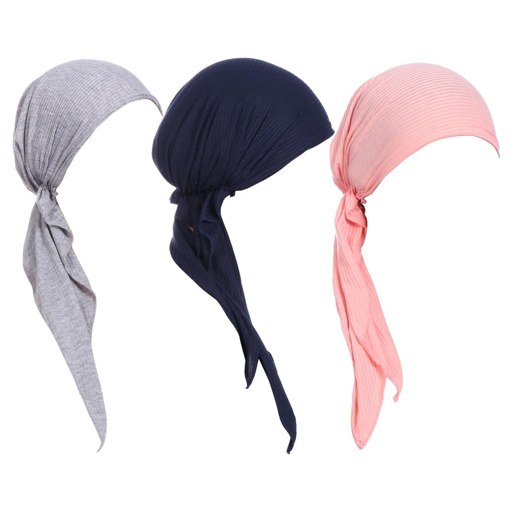 3 Set di Cappello bandana alla moda in 3 pezzi per individui alla moda Cappellini bandana a coda lunga in cotone caldi ed eleganti